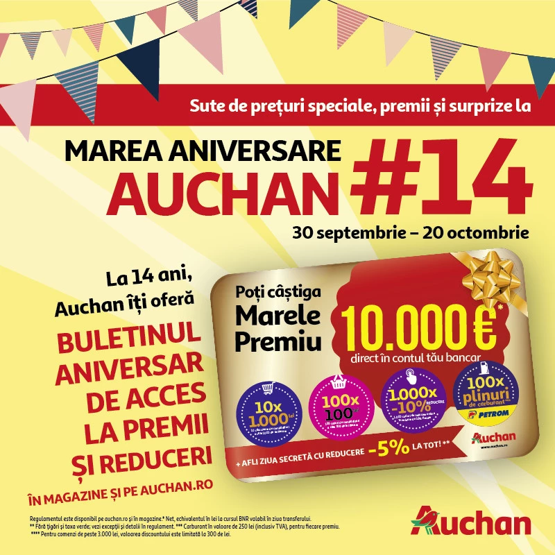 Marea Aniversare a hipermarketului Auchan vine cu premii și oferte